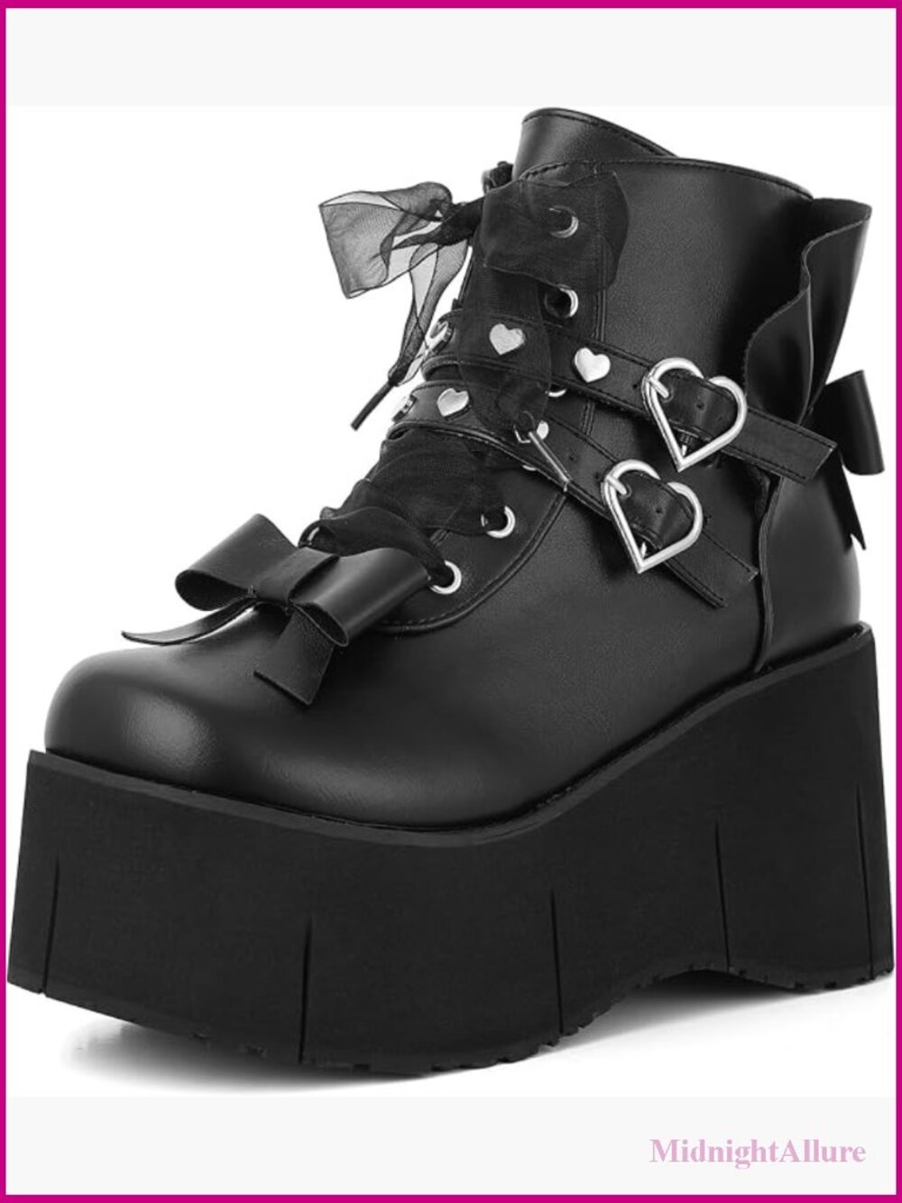 Chunky Platform Ankle Boots Women Goth Lace Up Combat Wedge Booties